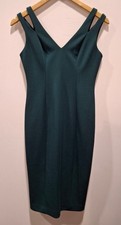 Vince Camuto Women's Deep Green Size 8  Split Strap Sleeveless Dress