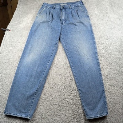 VTG Bugle Boy Jeans Mens 34x32 Blue Denim Pleated Slacks Khakis Trousers Loose