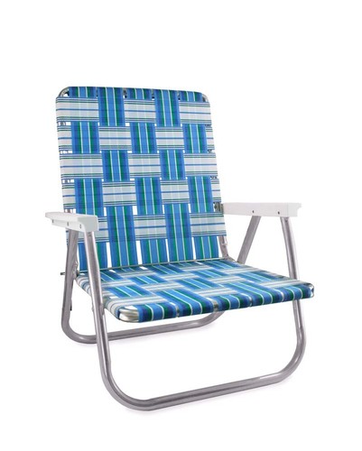 Sea Island Blue - Aluminum Webbed Beach Lawn Chair - Made In the USA
