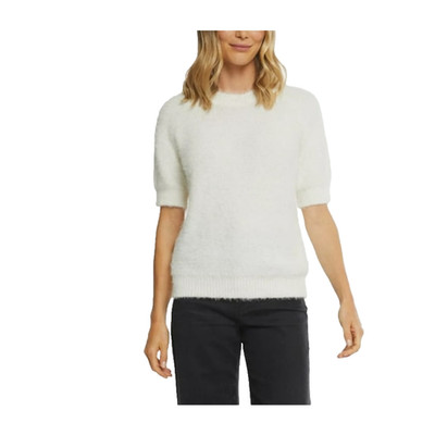 Matty M Ladies Short Sleeves Eyelash Sweater, Ivory, Sz: XXL