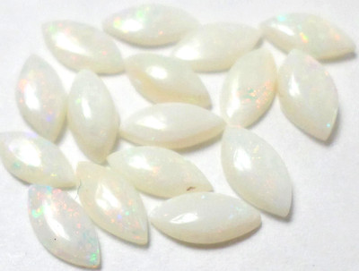 16 Natural White Australia Fiery Opals Marquise Cabochon Navette Gemstone 6x3mm