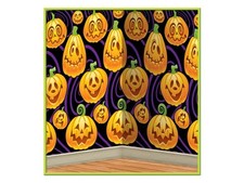 Jack O Lantern Halloween Backdrop 4x30 Ft Plastic Party Decoration Pumpkins Wall