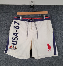 Vintage Polo Ralph Lauren Swim Trunks Medium Mens USA Crest 90s PRL Pony Beach