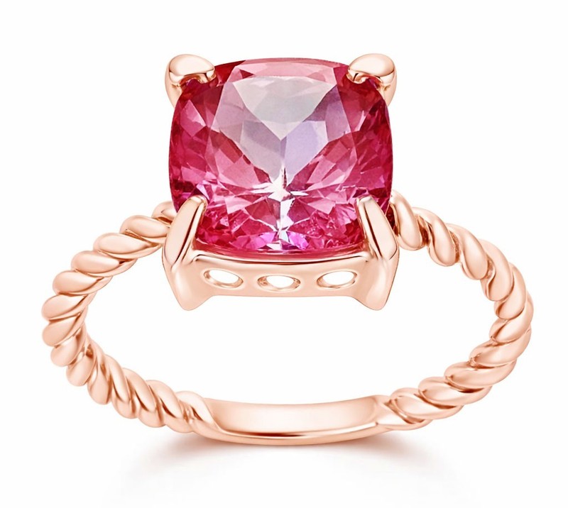 GENUINE 3.40 Cts PINK SAPPHIRE ROPE RING SOLID 10K ROSE GOLD - Free Appraisal