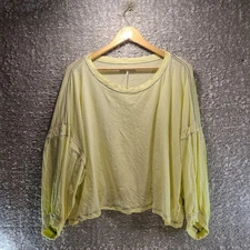 Free People Oversized Balloon Sleeves Boxy Shirt Medium Yellow