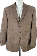 Michael Kors Men  s Brown Houndstooth Wool Blend Blazer Jacket - 42