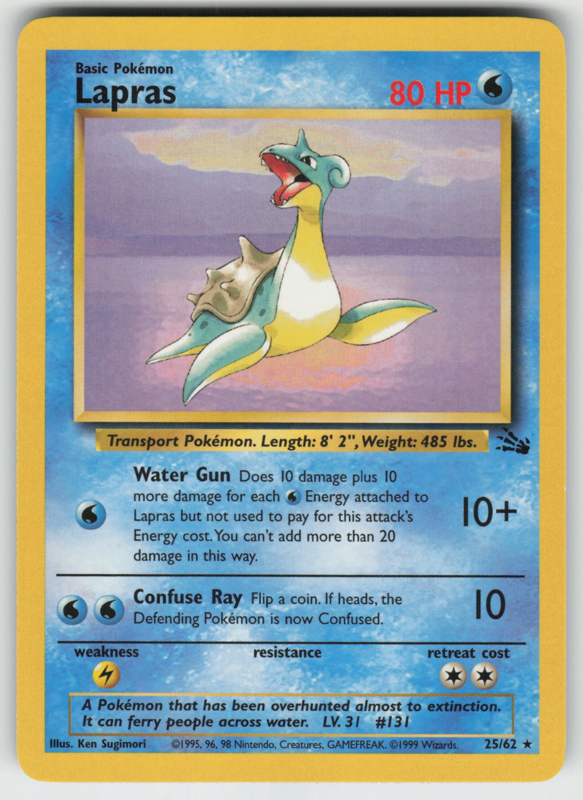 Pokemon Lapras (25) Rare Unlimited Fossil 25/62 NM