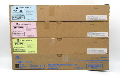 Genuine Konica Minolta BizHub C454, C554, TN512 Color Toner Full Set KYMC New!
