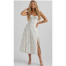 HOUSE OF CB Sz XS Plus Cup Carmen Dress Garden Print Bustier Sundress