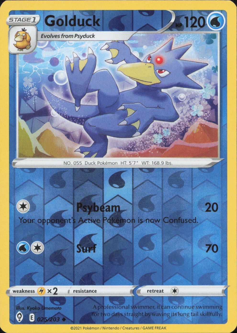 Golduck 025/203 UNCOMMON REVERSE HOLO Evolving Skies Pokemon Lightly Played
