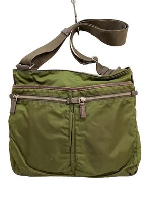PRADA Shoulder Bag Nylon KHK Triangle Logo Plate