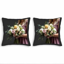 Set of 2 Decorative Throw Pillow Covers 18x18in - Floral Bouquet Design