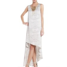 BCBGMAXAZRIA bcbg gray reptile sleeveless Avery satin asymmetrical maxi dress S
