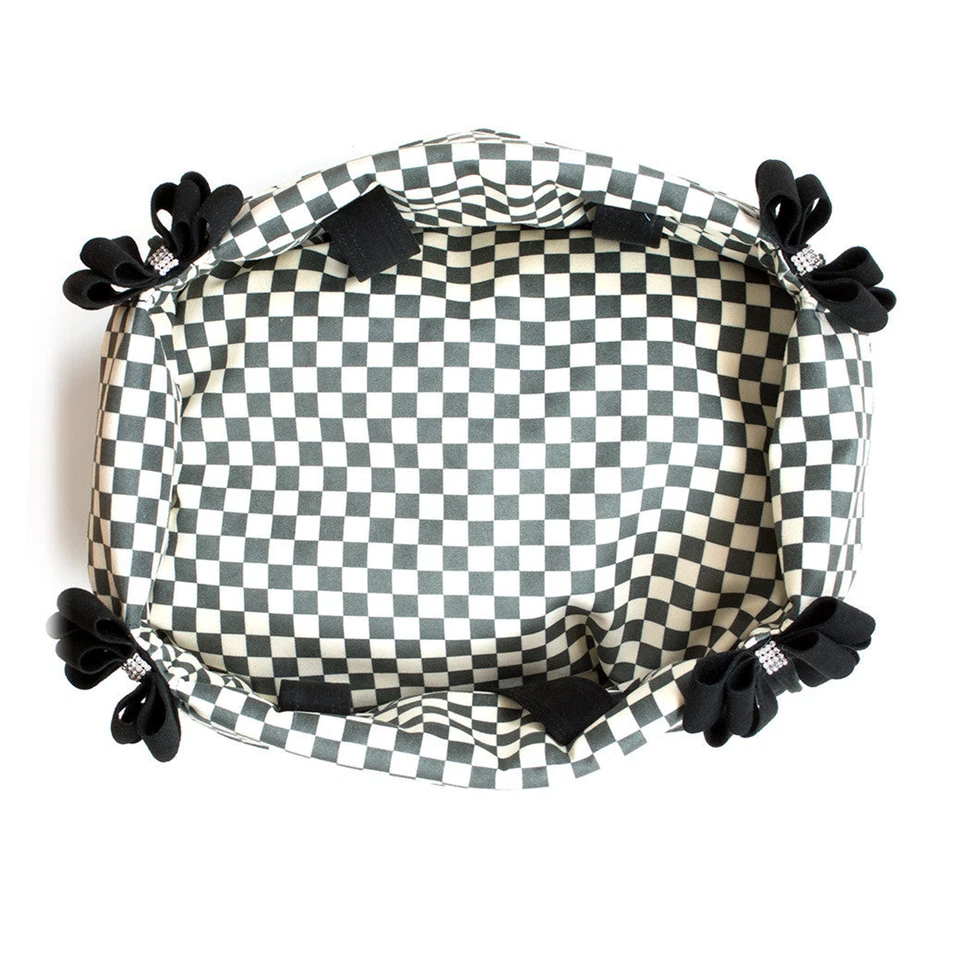 Susan Lanci Designs Black Double Nouveau Bow Luxury Carrier with Windsor Check - Image 2 of 2