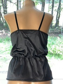 Lovely Vtg 80&rsquo;s SLIPERFECTION  USA Lingerie BLACK CAMISOLE ELASTIC WAIST TOP. M