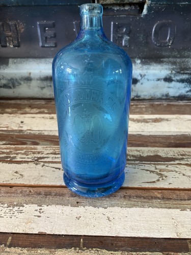 Vintage Blue Seltzer Bottle JD Dieker Mineral Water Fabriek Amsterdam