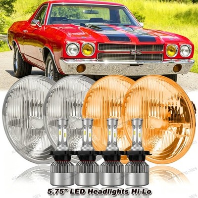 4PCS 5.75'' LED Headlights Kit DRL Angle Eyes For Chevy Impala El Camino Estate