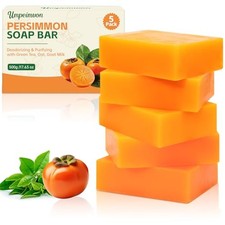 5 PCS Persimmon Soap Bar for Old People Smell, Natural Persimmon Soap