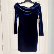 FOREVER 21 Womens Junior M Med Blue Velvet Off Shoulder Party Cocktail Dress NWT