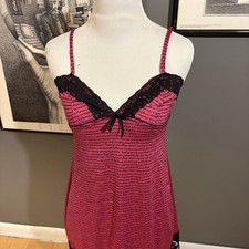 XOXO Women Camisole Cami Top Small S Pink Black Lace Trim 2000s y2k