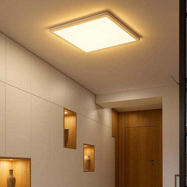Deckenleuchte Deckenlampe Bad Wohnzimmerlampe Dimmbar Backlight Weiß Flach Led-image