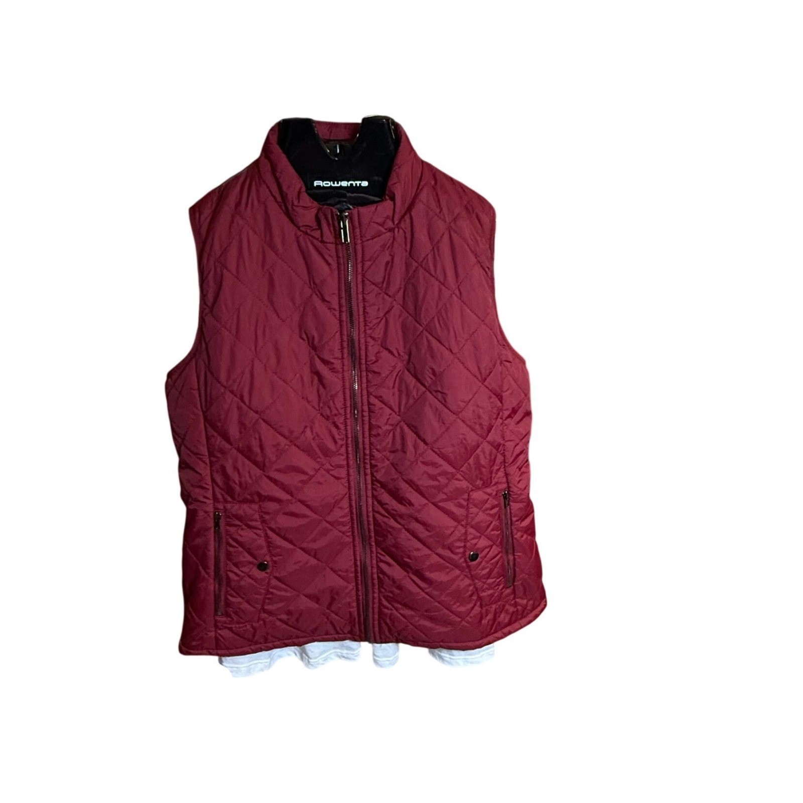 Argstar Quilted Vest Burgundy Full Zip Pockets Women's Size L