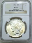 1923 Peace Silver Dollar NGC MS65 Frosty bright PQ Beautiful coin #H301A