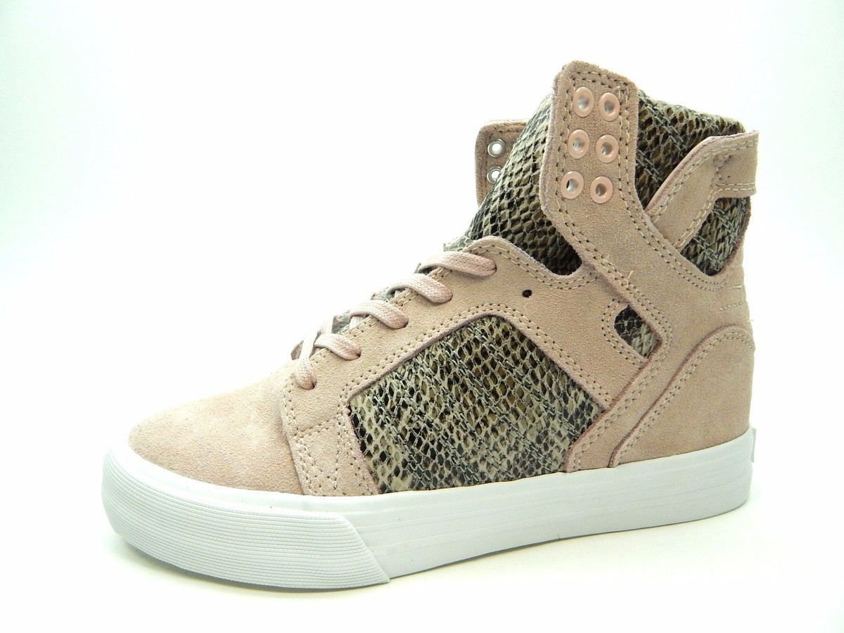 SUPRA WOMEN'S SKYTOP WEDGE PINK BROWN WHITE SHOES SIZE