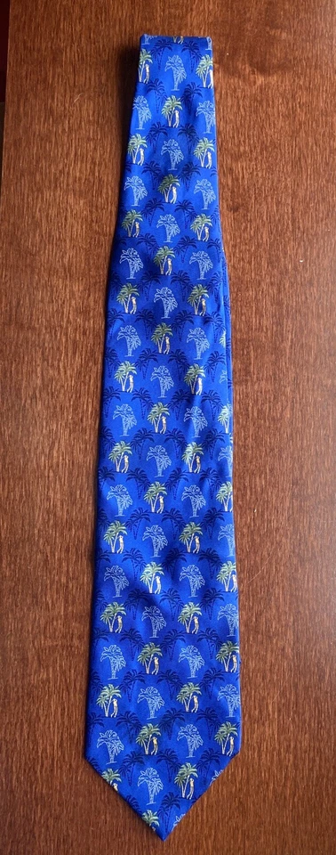Corbata de golf para hombre azul seda 60 pulgadas de largo golfista golfista bajo palmeras Foto 2 de 4