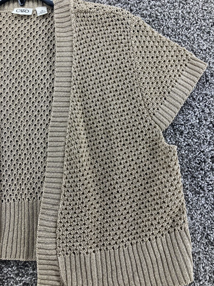 Blusa feminina Cato creme mancha dourada aberta frontal tamanho XL manga curta - Imagem 2 de 4