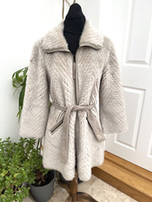 Armani Jeans Faux Shearling Sheepskin Coat Women's Size 10 Eu 38 Belted & Zip