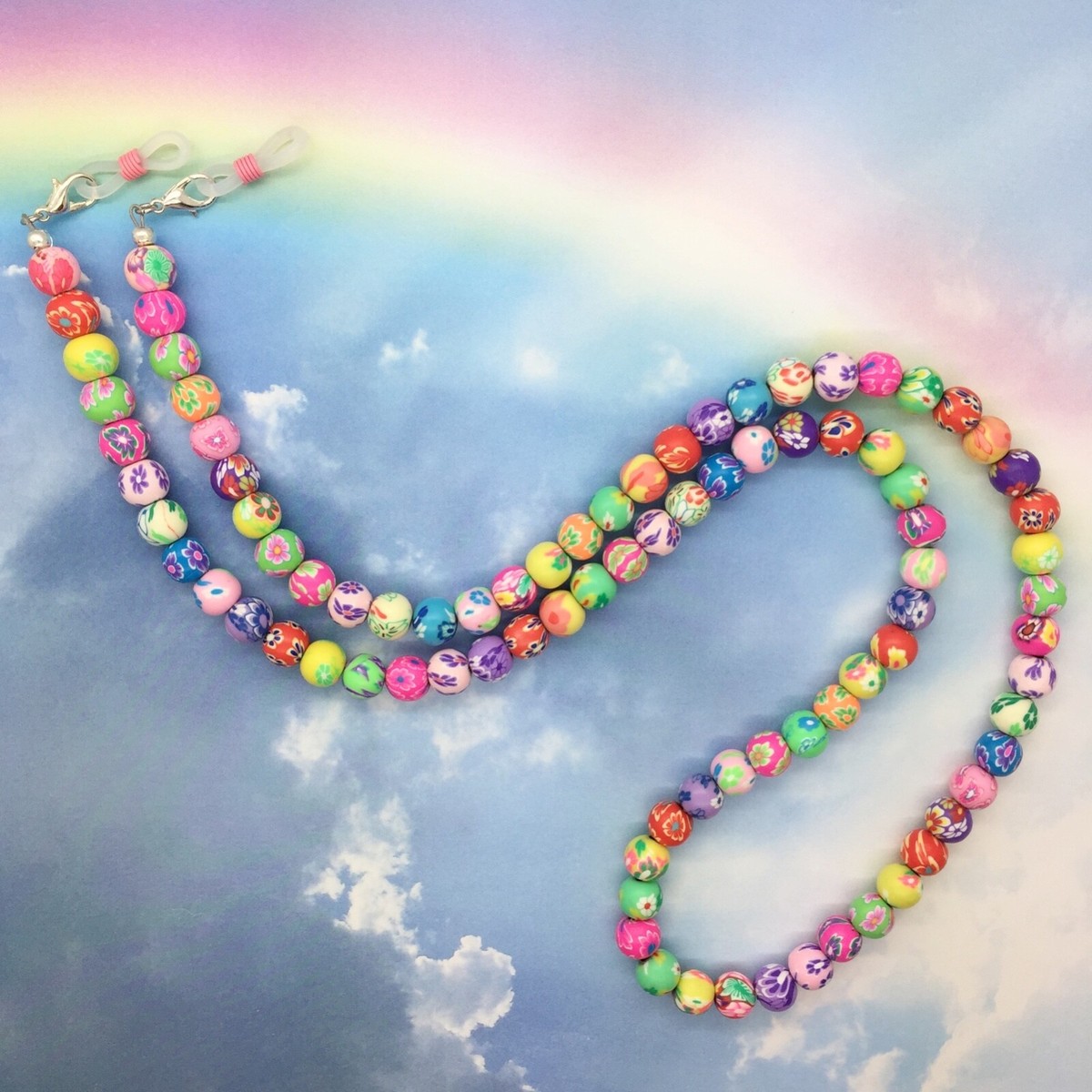 Rainbow Reading Glasses Chain Beaded Eyeglasses Necklace Eyewear Holder  Readers