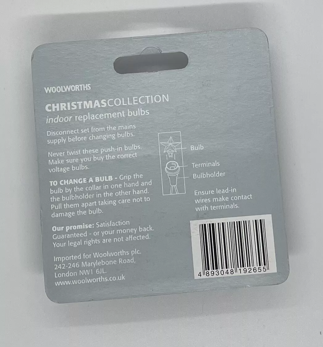 Woolworths Replacement Christmas Collection Star Shaped Push In Bulbs 2.4V BNIB