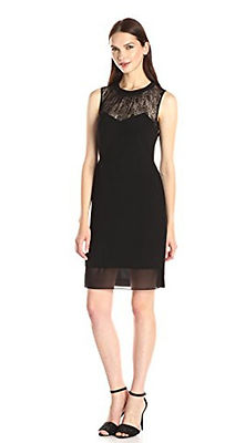 Anne Klein Women's Illusion lace Sweetheart Black Sleeveless Dress Size 4  $139 | eBay