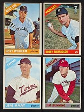 1966 Topps Baseball Star Lot 4 Cards Bobby Richardson Hoyt Wilhelm Jim Bunning