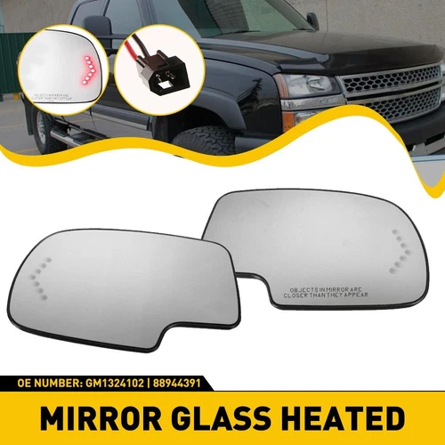 Mirror Glass Heated W/ Turn Signal RH & LH Side Fit For Chevy GMC Cadillac 03-07