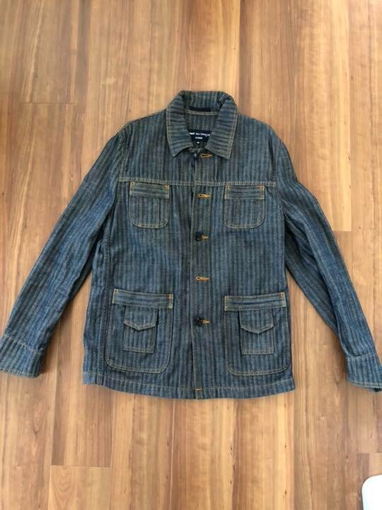 Comme Des Garcons Homme Denim Jacket Blue Stripes Button closure