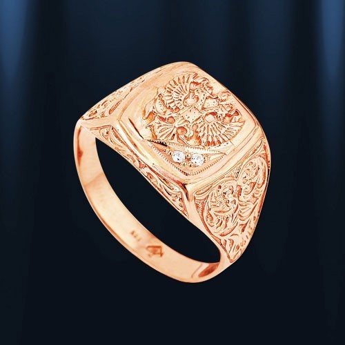 Rotgold Siegelring Russland Wappen Ring Russische Rose Gold 585