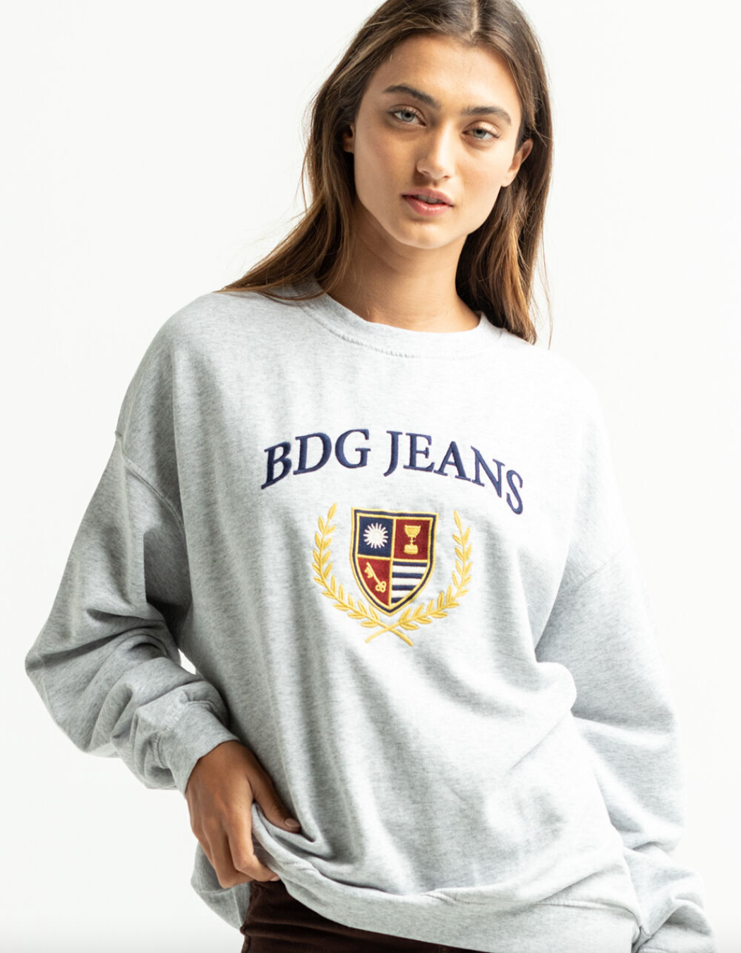 bdg dark green crest embroidered sweatshirt