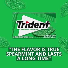 Trident Spearmint Sugar Free Gum, 12 Packs of 14 Pieces 168 Total Pieces 
