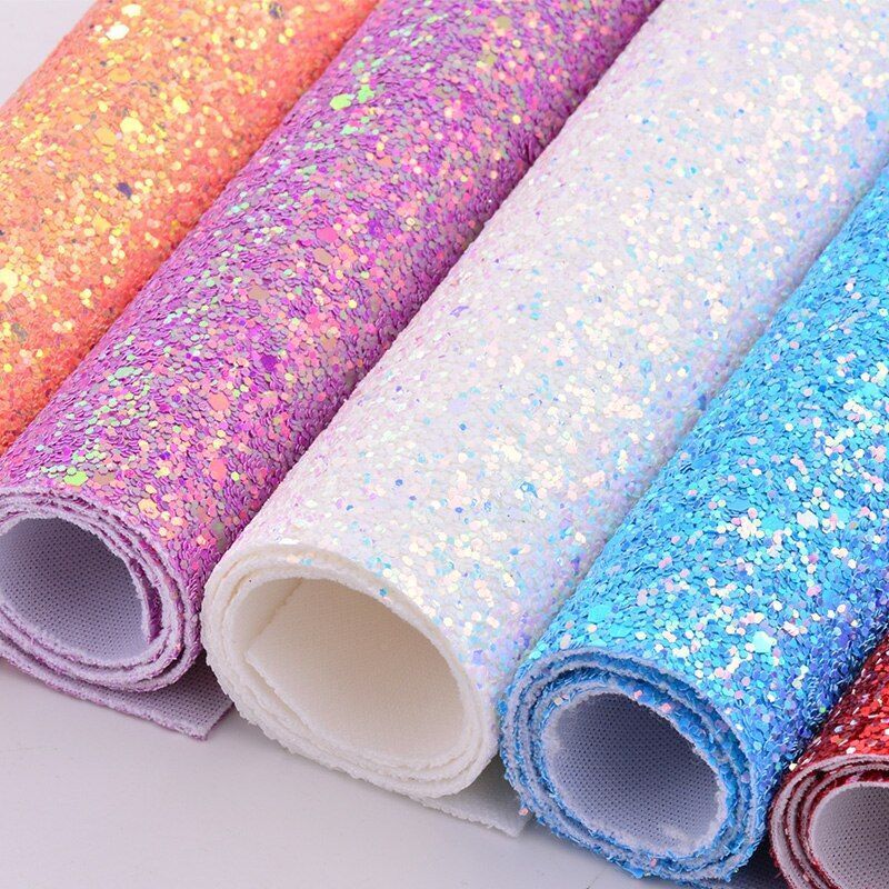 Chunky Glitter Faux Leather - Sequin Fabric PU Leatherette Sheets