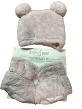 Sleepy Bunny 3 Piece Baby Girl Hat  Booties Set 0-6 Months Light Pink