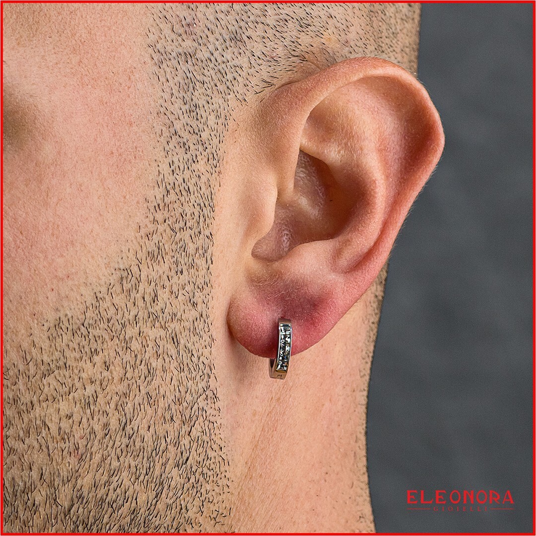 Orecchini Uomo E Donna In Acciaio Inossidabile Con Zircone E Numeri Romani - Gioielli Moda Personalizzati, 0.8x0.8cm, 2.2g