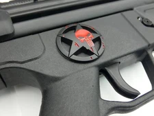 1X AR-15 AR15 Rifle Decal Emblem Punisher Theme (Black/Red) Zinc Alloy
