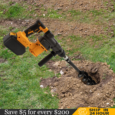 21V Cordless Earth Auger Rotary Hammer Drill Post Hole Digger w/ 80cm Drill Bit