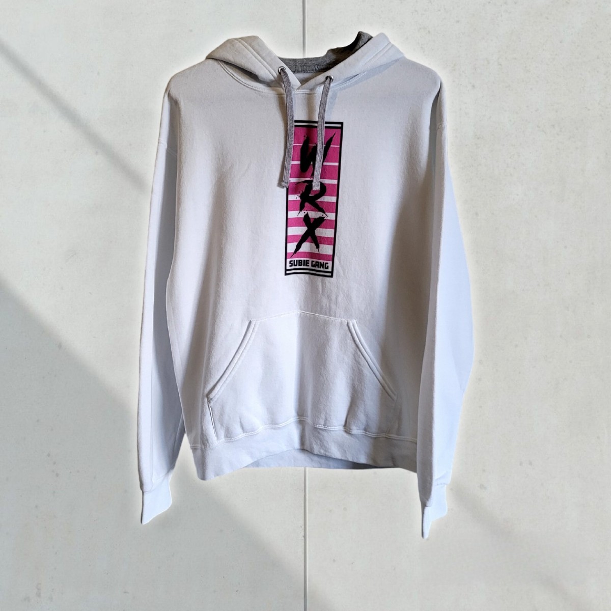 Men's WRX Subie Gang White Lightweight Pullover Hoodie Size S/M