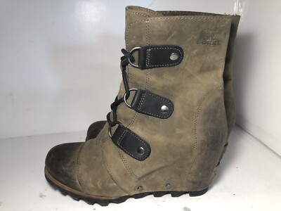 Sorel Women's Joan Of Arctic Wedge II Boot US 7.5 Tan Lace-Up Wedge Booties
