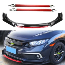 Front Bumper Lip Body Kit Splitter Spoiler Glossy Black Red For Honda Civic Y