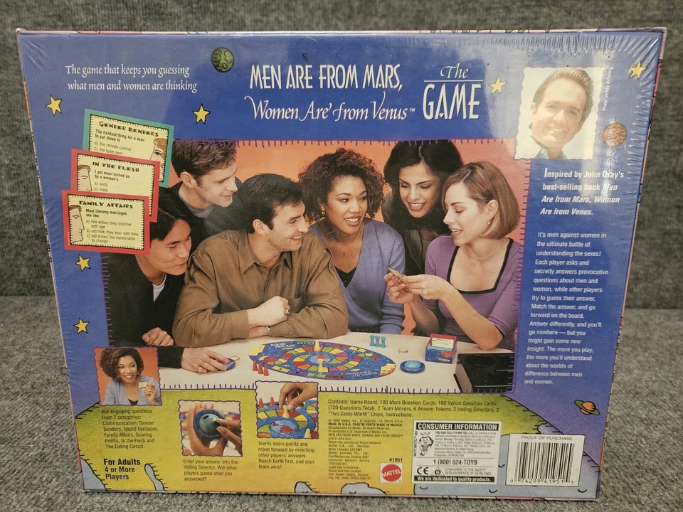 Vintage 1998 Mattel MEN ARE FROM MARS WOMEN ARE FROM VENUS Game w/ Audio Tape - Image 2 of 4