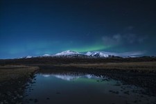 Landscape mountains snow starry night stars low Custom Gaming Mat Desk